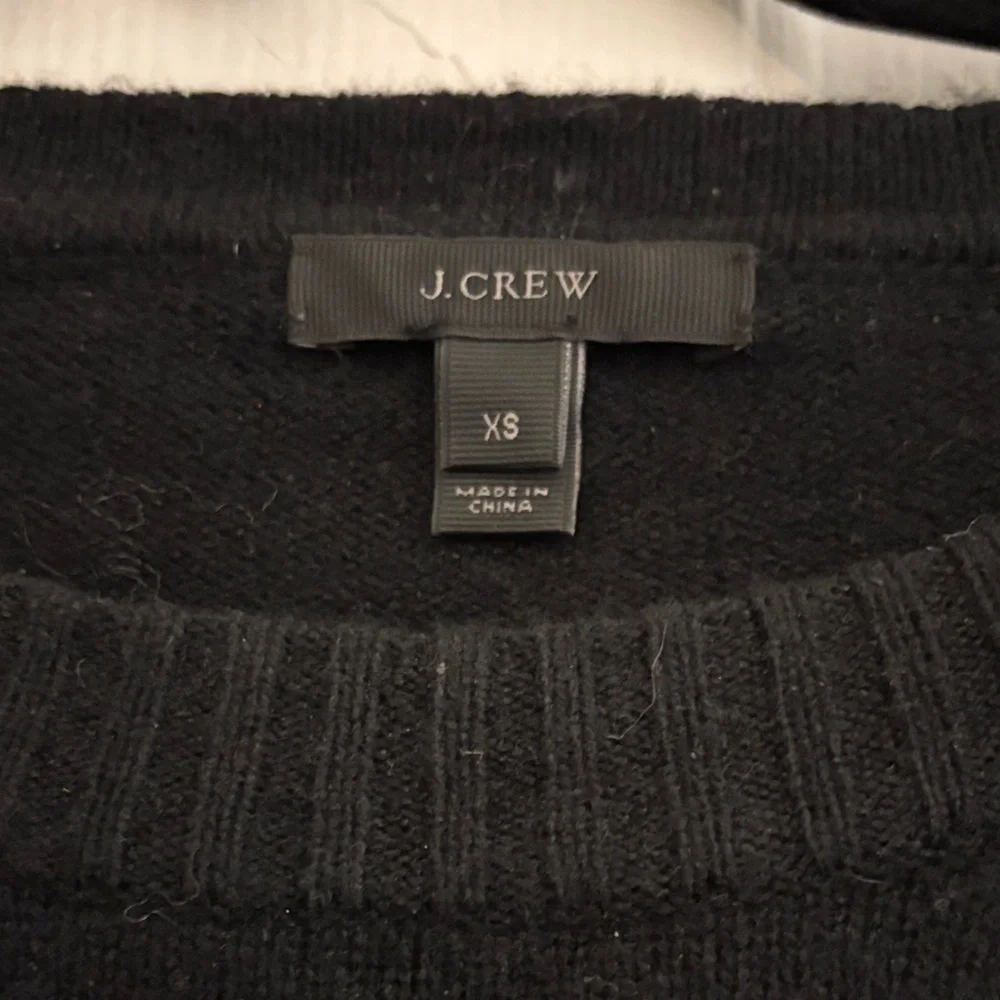 J. Crew Black Ribbed Crewneck Sweater 100% wool xs
